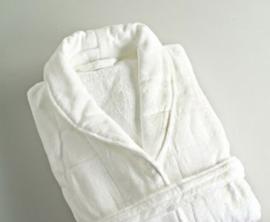 White velor bathrobe 100% cotton 420 gr. / m2
